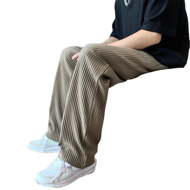 Texture Wide-leg Pants Vertical Stripes Men And Women Casual