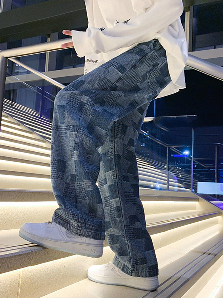 Fashion Straight Plaid Wide Leg Pants For Men