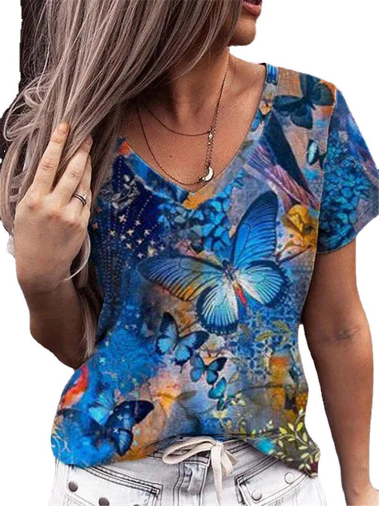 Summer Women's Colorful Short-sleeved T-shirt