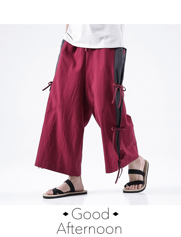 Spring And Summer Men's Cotton And Linen Casual Pants Wide Leg Pants Men
