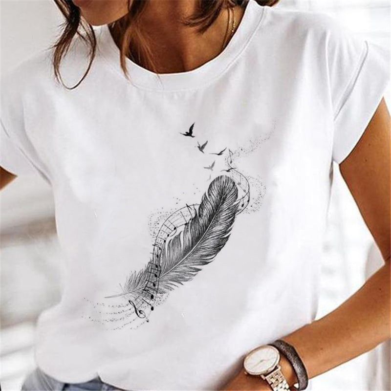 Street Personalized Feather Versatile T-shirt