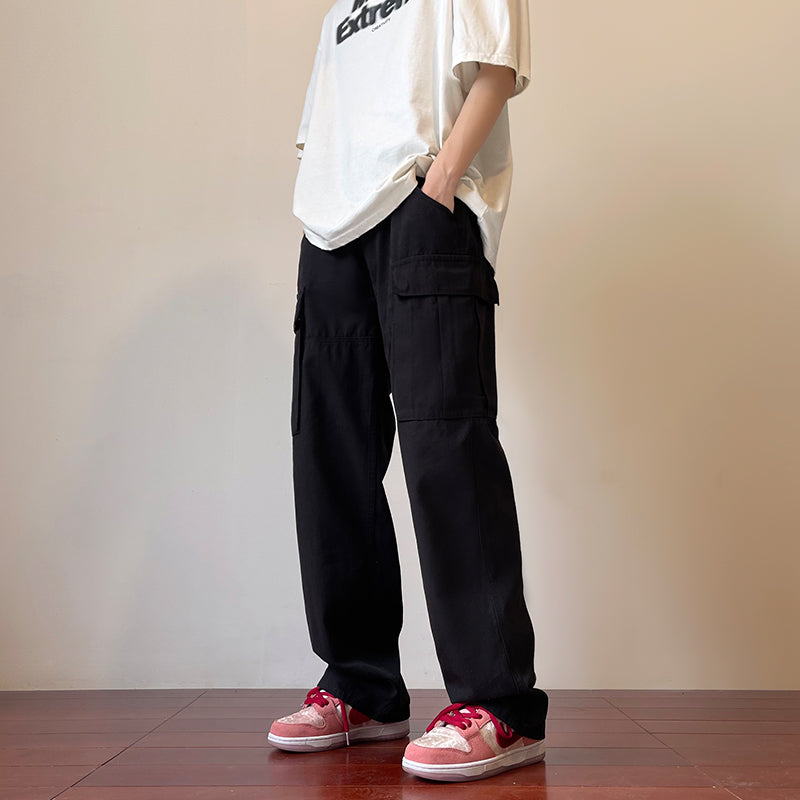 High Street Men Straight Loose Wide Leg Pants