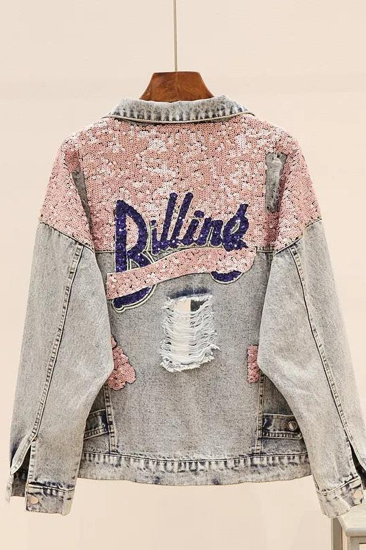 Loose Distressed Denim Jacket Women Jacket