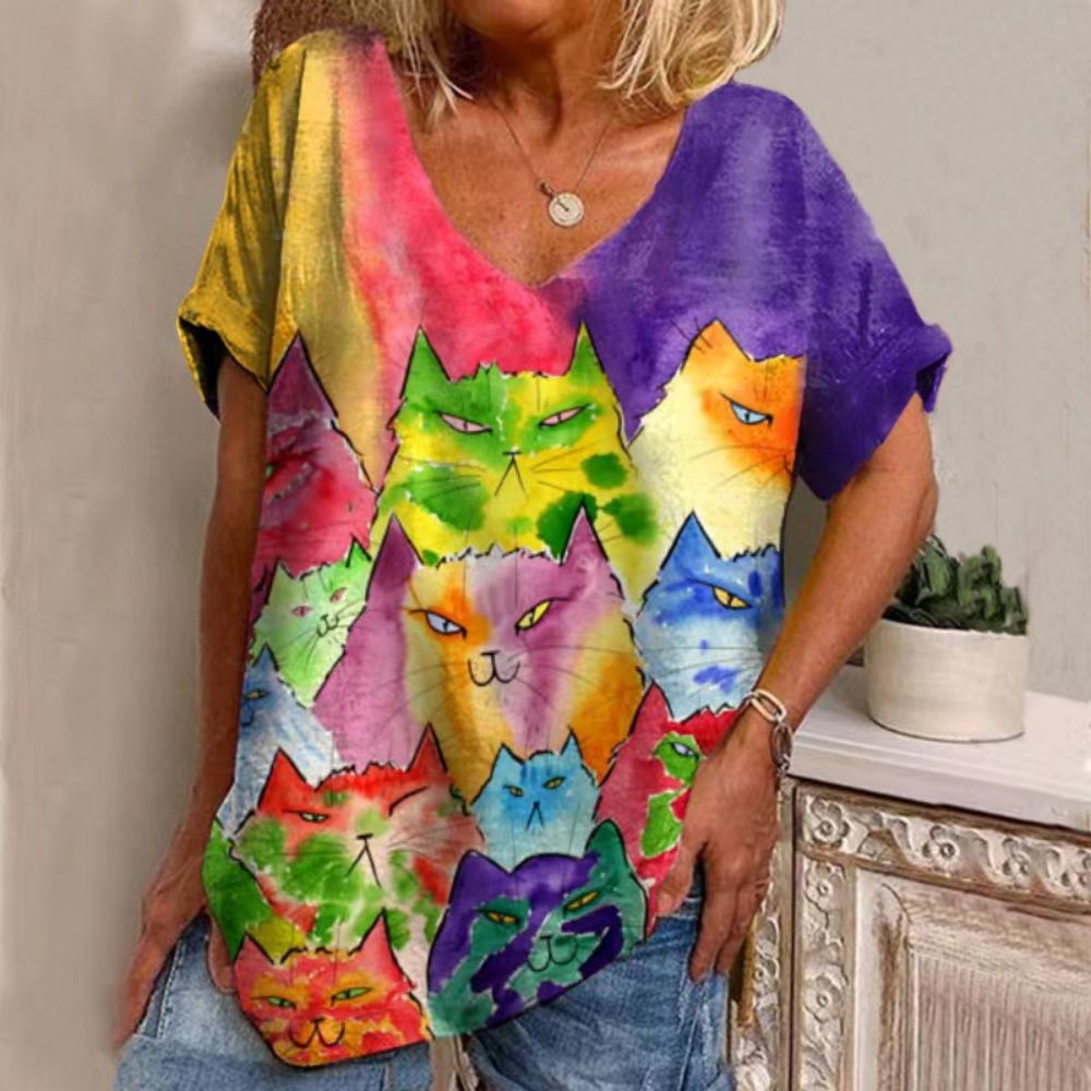 T-shirt Animal Print Casual Loose Street Trend