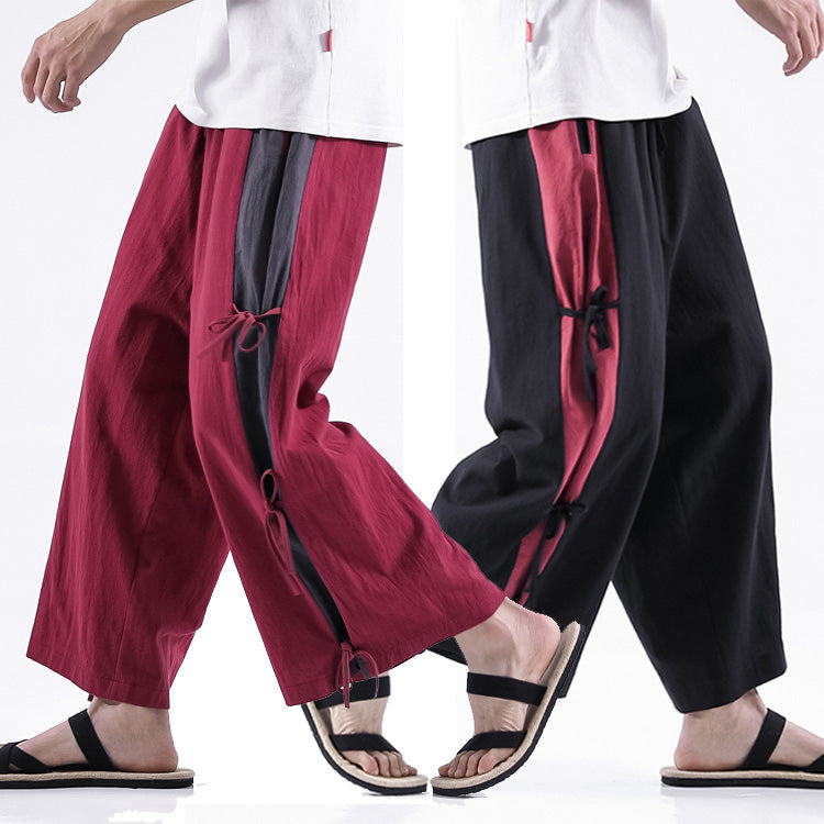 Spring And Summer Men's Cotton And Linen Casual Pants Wide Leg Pants Men