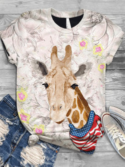 European And American Animal Printed Short Sleeved T-shirt