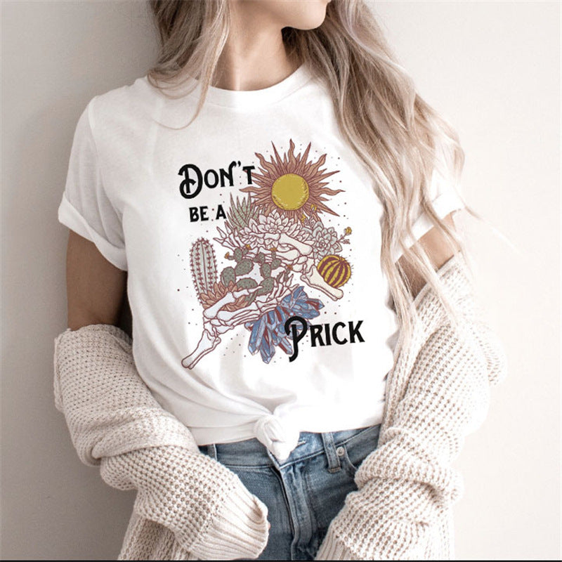 Fashion Moon Retro Gothic Print T-shirt Women