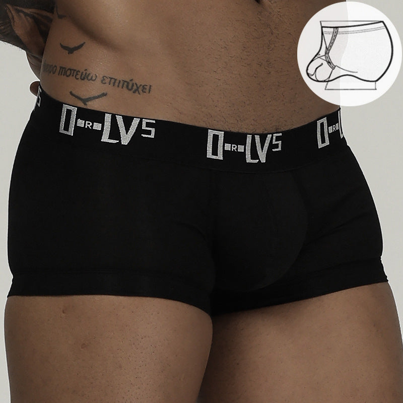 Simple Ring Lift U Convex  Mid-waist Boxer Pants For Men