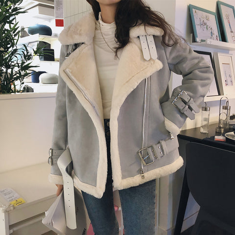 Lamb wool coat women