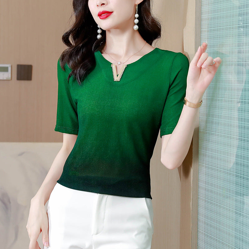 Fashion Gradient Pullover Slim Fit Shirt
