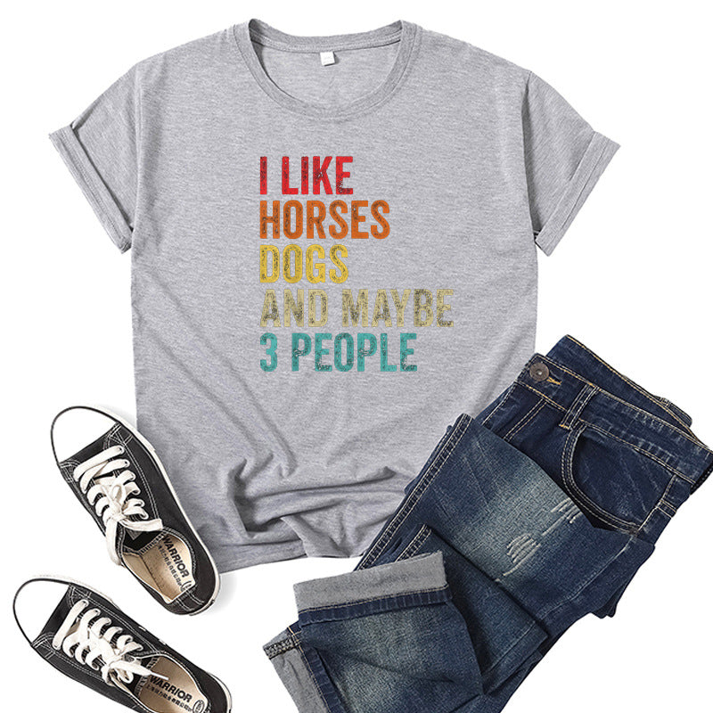 Printed Short Sleeve Crew Neck T-Shirt Summer