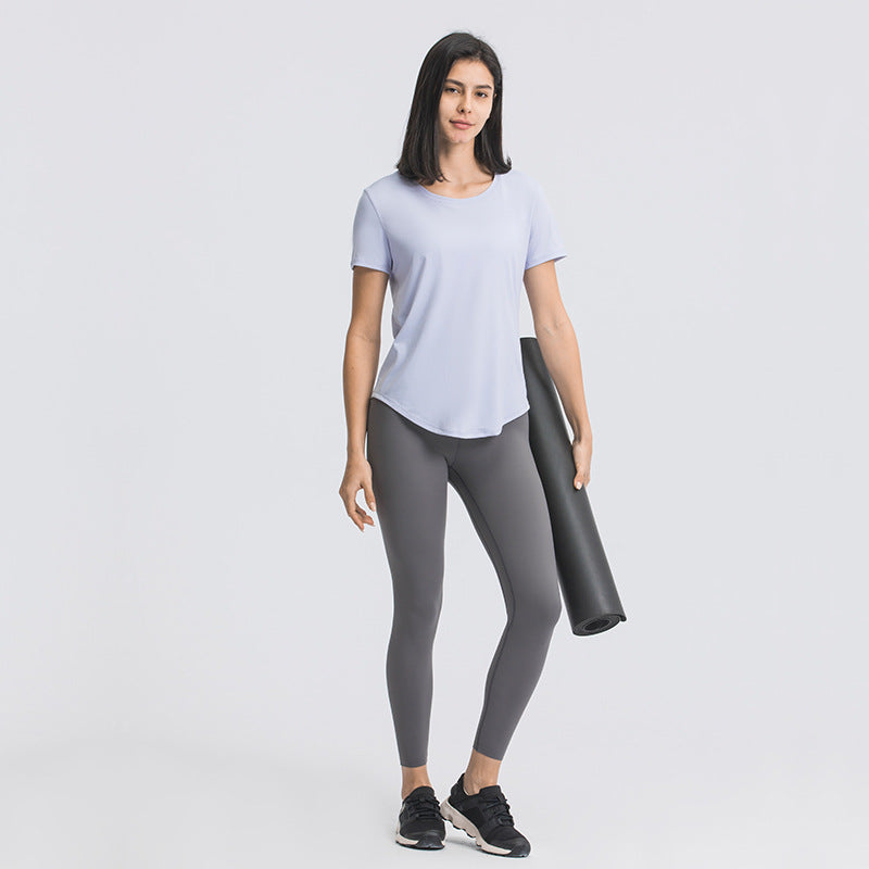 Simple Loose Brushed Yoga Ladies Short Sleeves