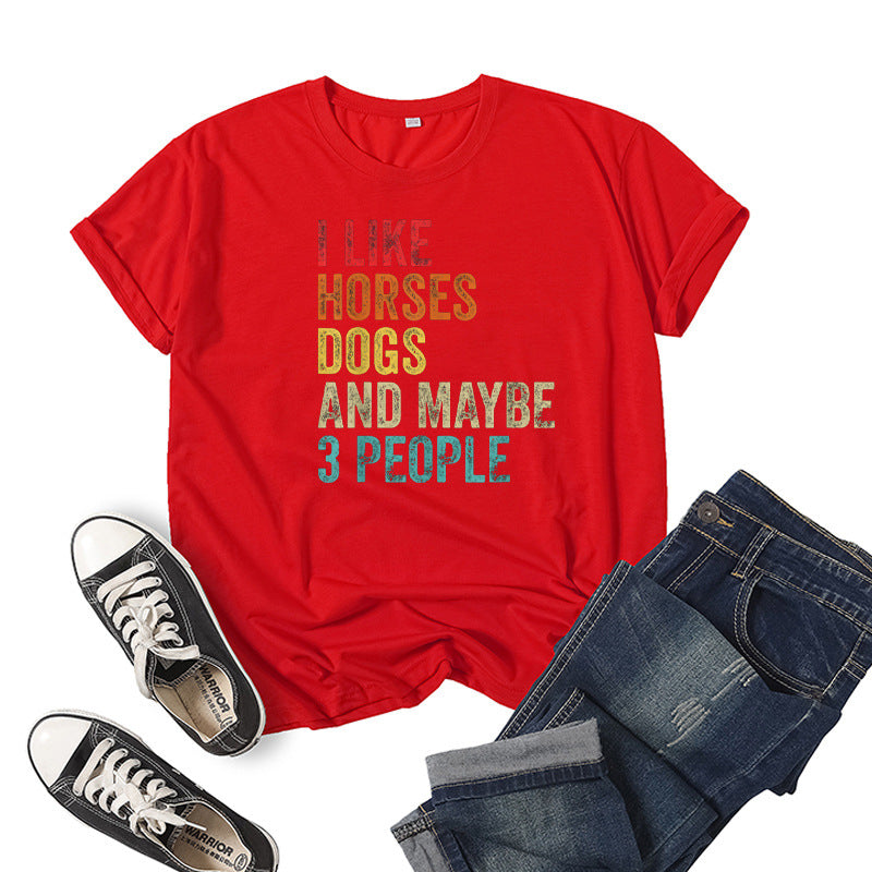 Printed Short Sleeve Crew Neck T-Shirt Summer