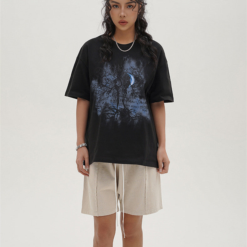 White Ink Digital Direct Print Short Sleeve T-shirt