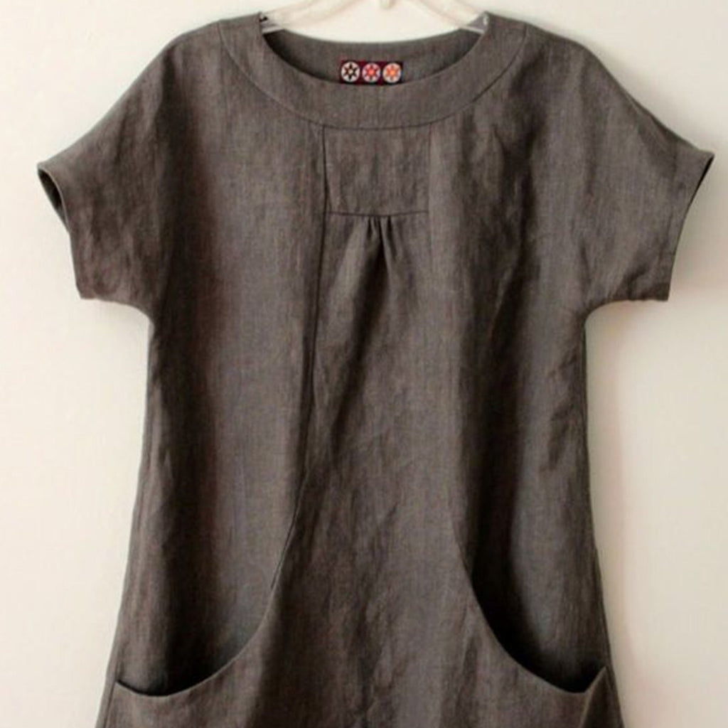 Plus Size Women's Round Neck Oversized Pocket Midi Top