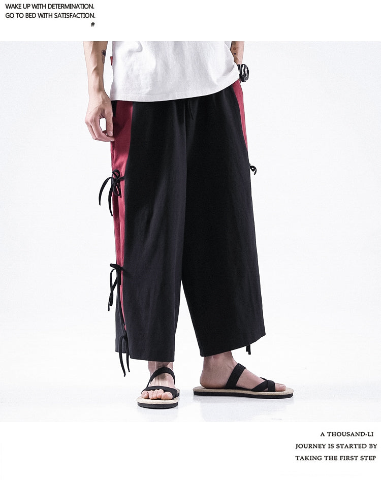 Spring And Summer Men's Cotton And Linen Casual Pants Wide Leg Pants Men