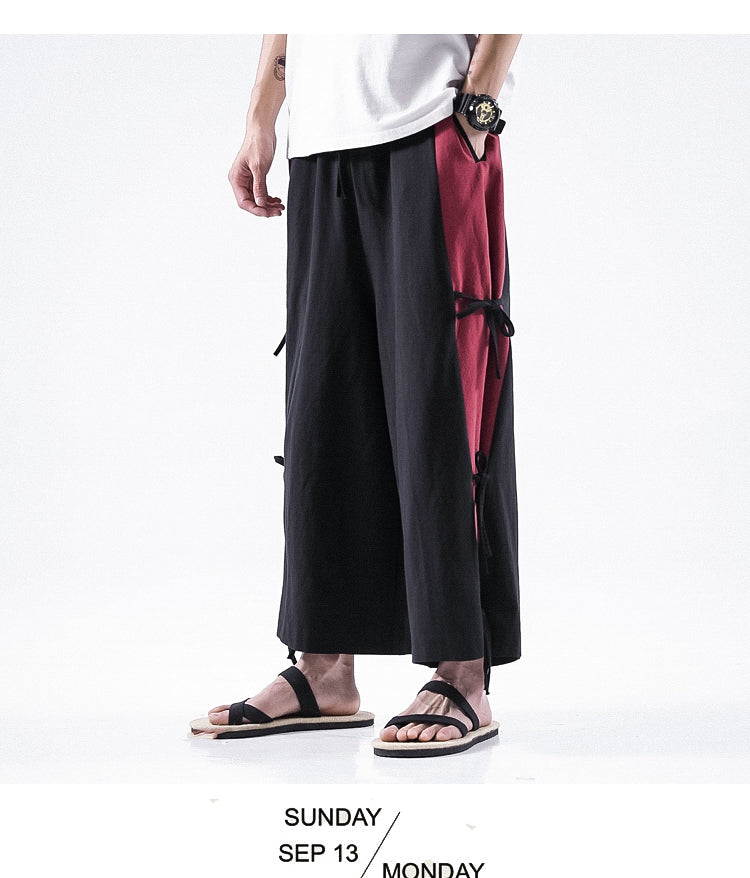 Spring And Summer Men's Cotton And Linen Casual Pants Wide Leg Pants Men