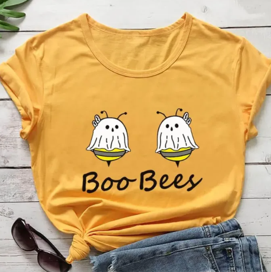 European And American Bee Digital Printing Casual Round Neck T-shirt