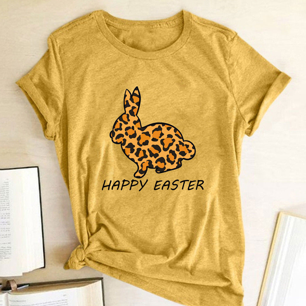 European And American Women's Easter Bunny Printed Short Sleeves