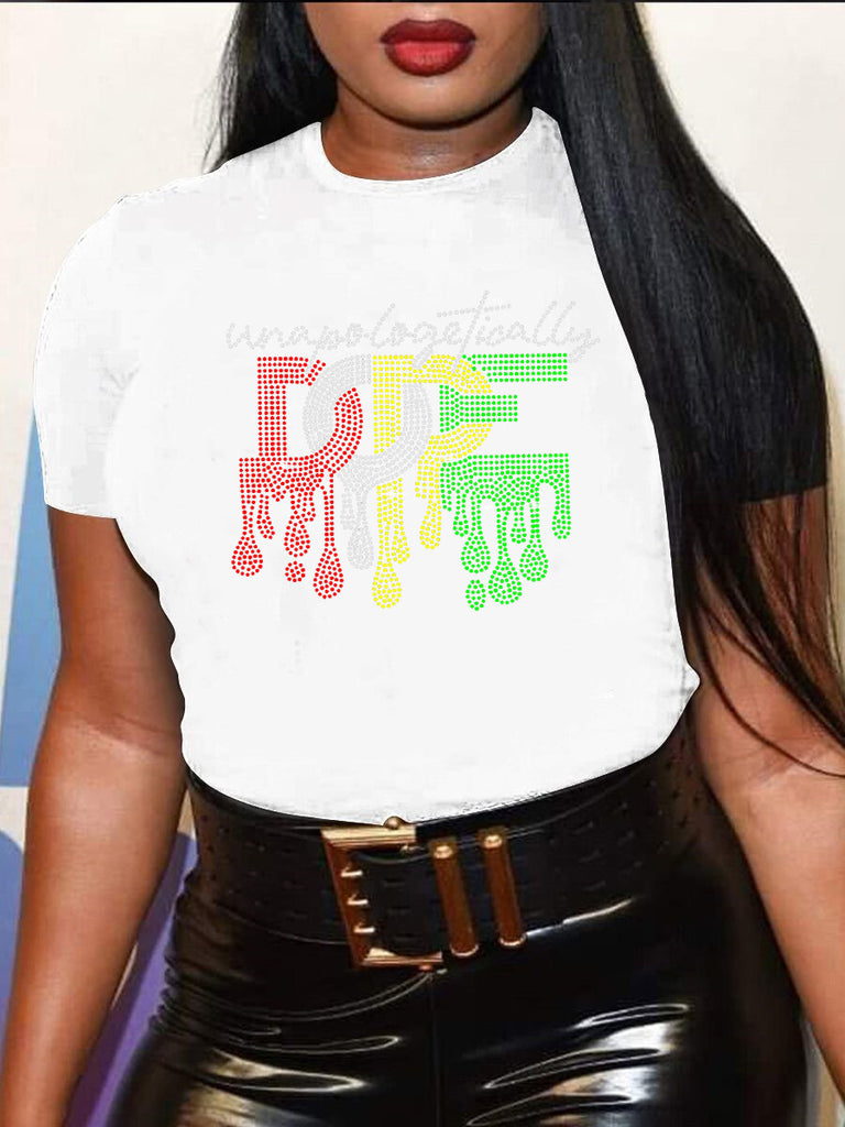 Hot Diamond Round Neck T-shirt