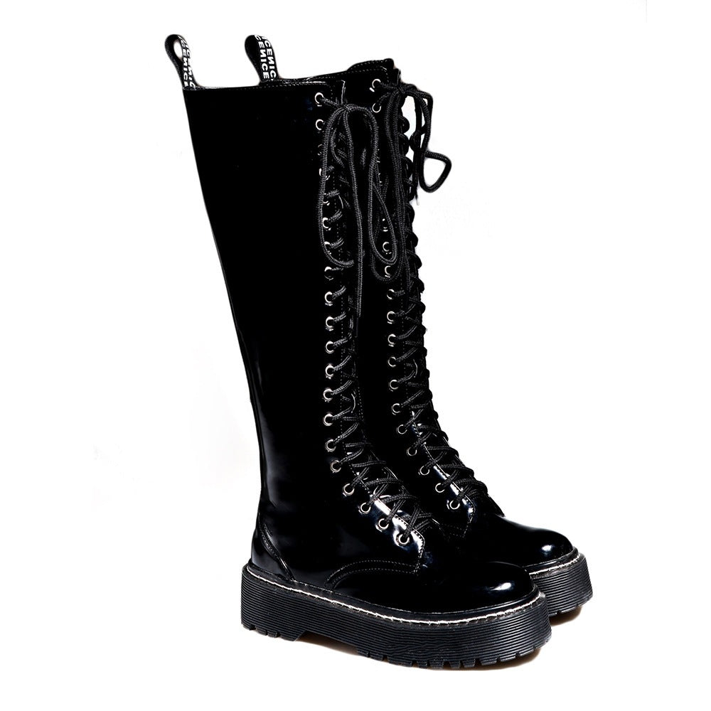 Flat Martin boots women thick heel long boots