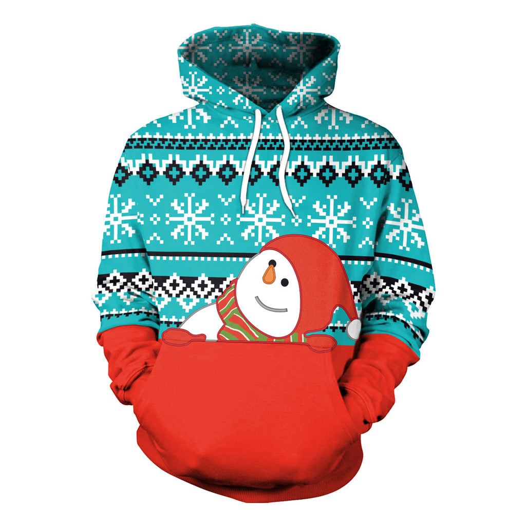 Women's Christmas Loose Versatile Hooded Creative Digital Printing Sweater