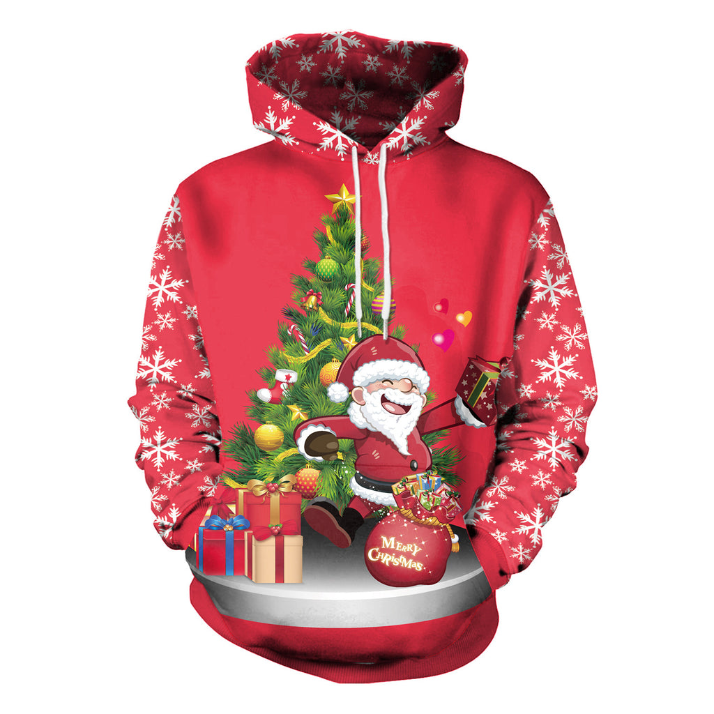 Women's Christmas Loose Versatile Hooded Creative Digital Printing Sweater