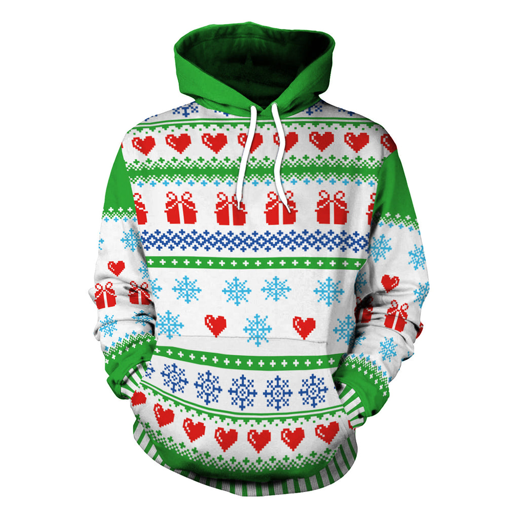 Women's Christmas Loose Versatile Hooded Creative Digital Printing Sweater