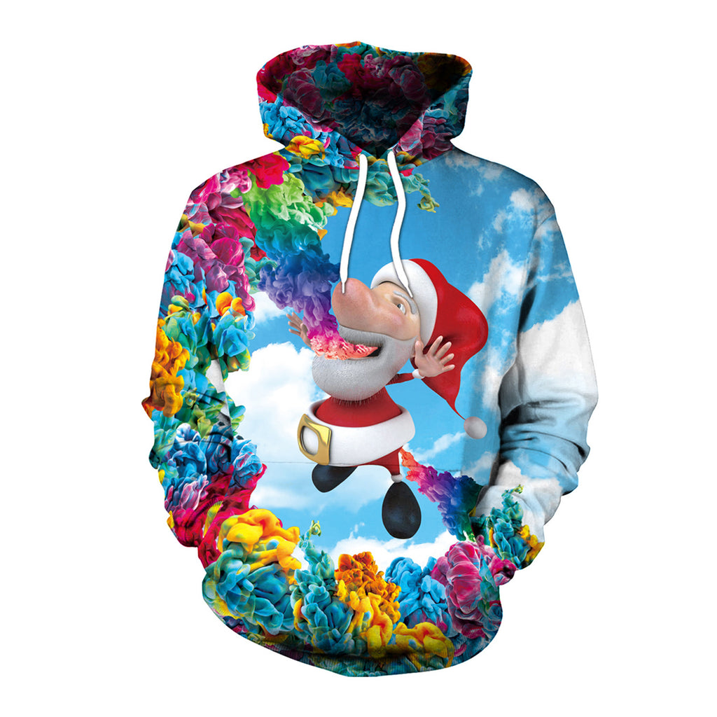 Women's Christmas Loose Versatile Hooded Creative Digital Printing Sweater