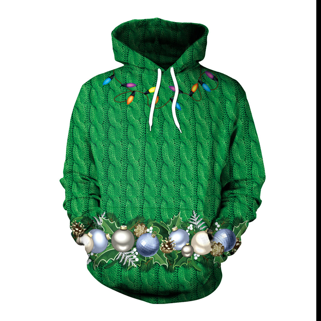 Women's Christmas Loose Versatile Hooded Creative Digital Printing Sweater