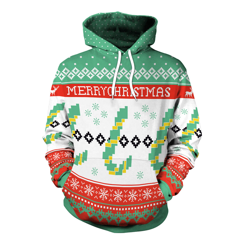 Women's Christmas Loose Versatile Hooded Creative Digital Printing Sweater