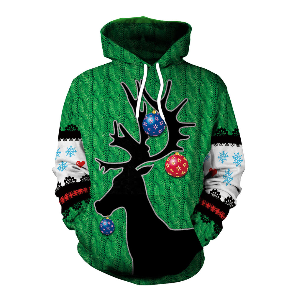 Women's Christmas Loose Versatile Hooded Creative Digital Printing Sweater
