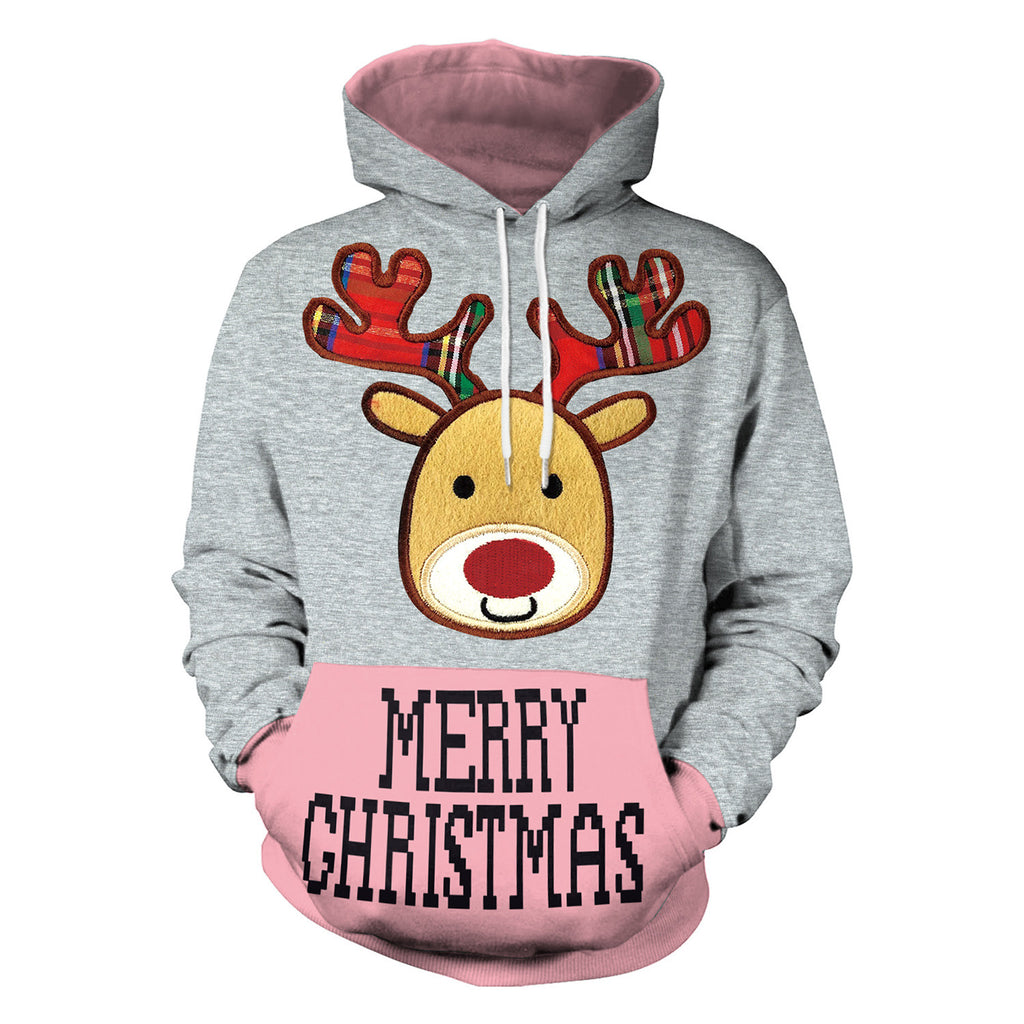 Women's Christmas Loose Versatile Hooded Creative Digital Printing Sweater