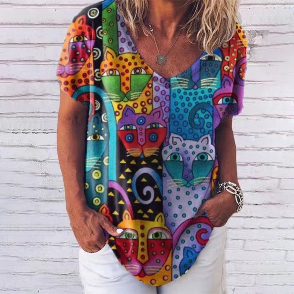 T-shirt Animal Print Casual Loose Street Trend