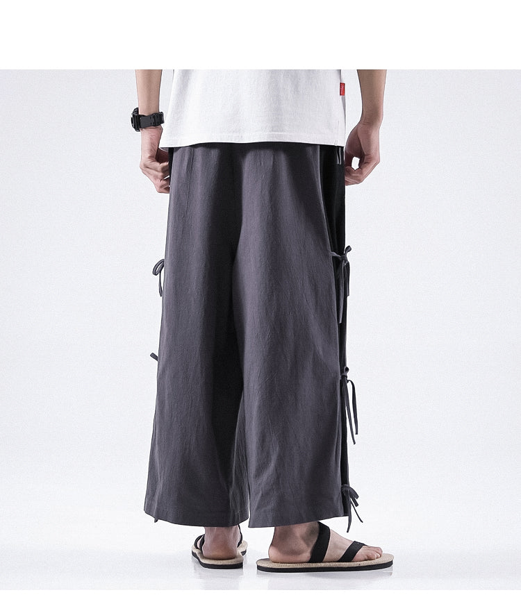 Spring And Summer Men's Cotton And Linen Casual Pants Wide Leg Pants Men