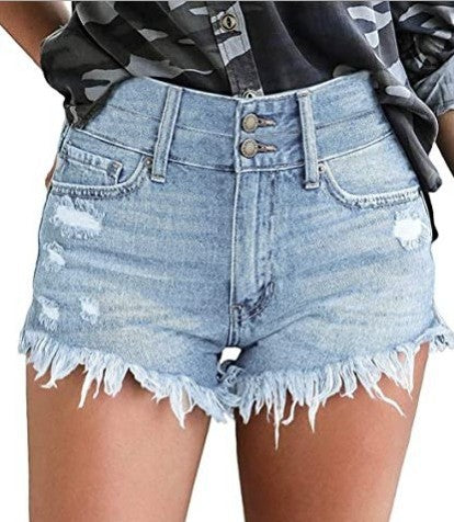 Fringed Ladies High Stretch Denim Short