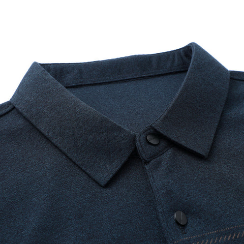 Dark Long-sleeved T-shirt Lapels For Middle-aged Men