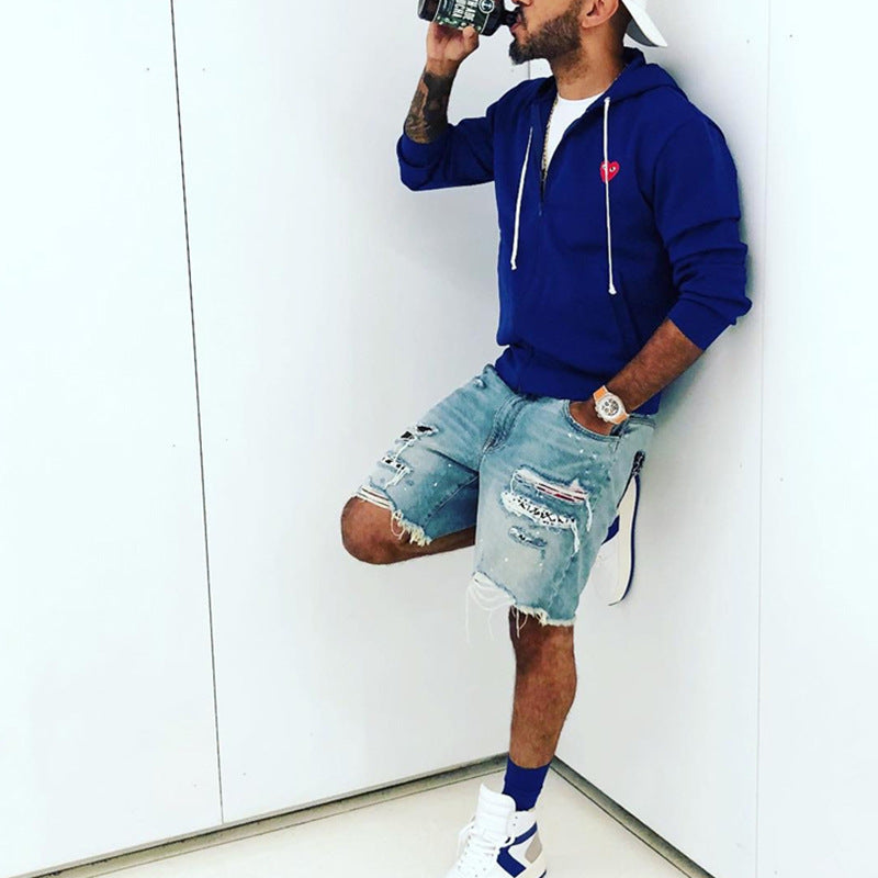 Street denim shorts