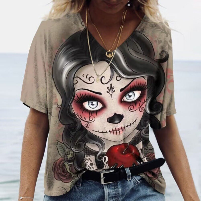 V-neck Fashion Versatile Casual T-Shirt