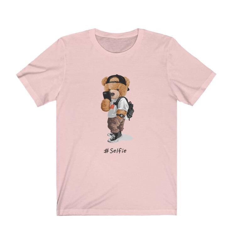 European And American Selfie Teddy T-shirt Digital Printing Casual Round Neck Short Sleeves