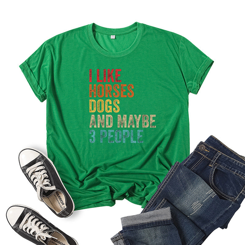 Printed Short Sleeve Crew Neck T-Shirt Summer