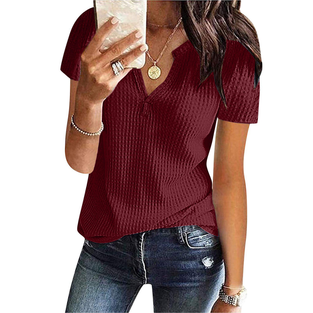 Women's Shirt V-neck Fashion Short Sleeve