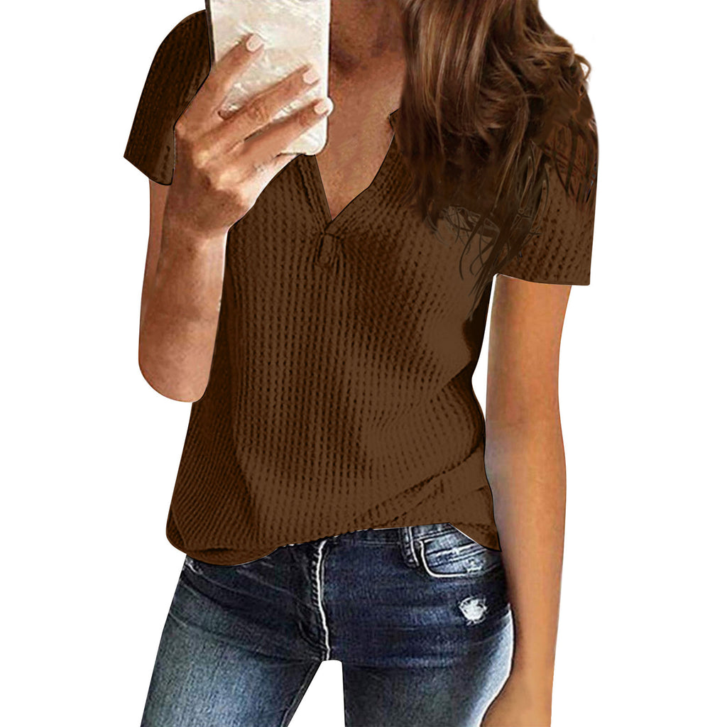 Women's Shirt V-neck Fashion Short Sleeve