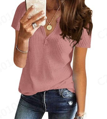 Women's Shirt V-neck Fashion Short Sleeve