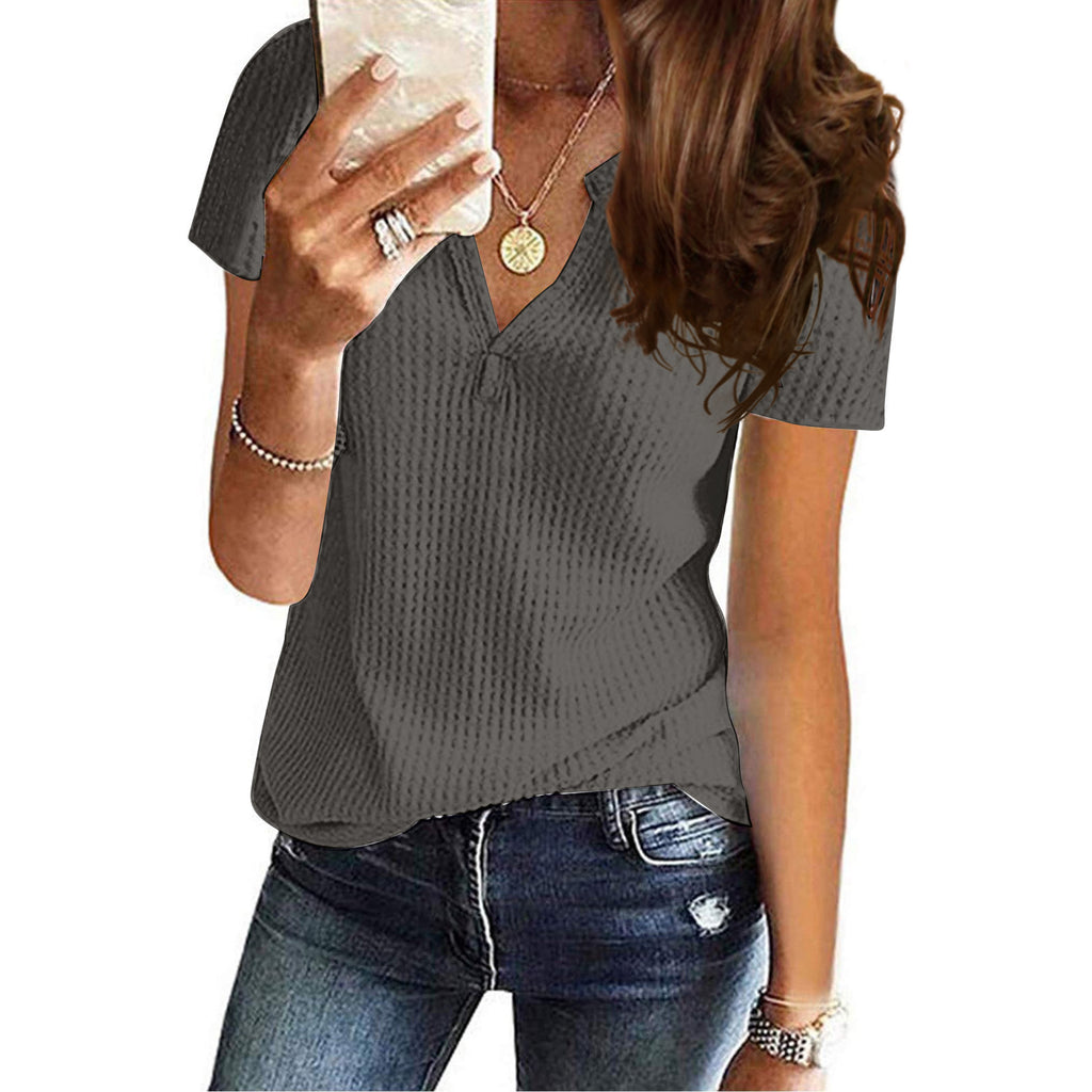 Women's Shirt V-neck Fashion Short Sleeve