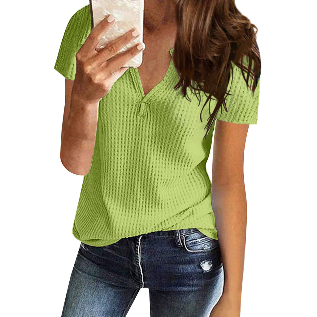 Women's Shirt V-neck Fashion Short Sleeve