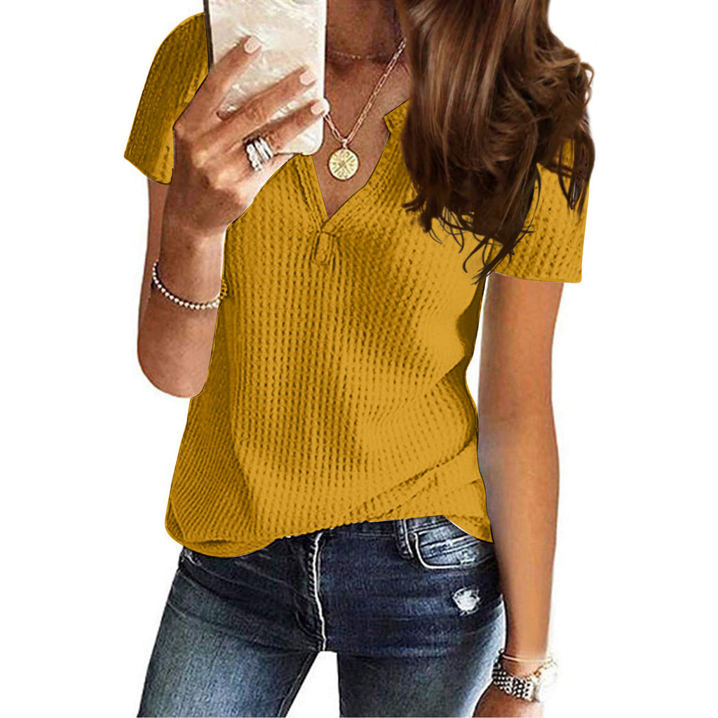 Women's Shirt V-neck Fashion Short Sleeve