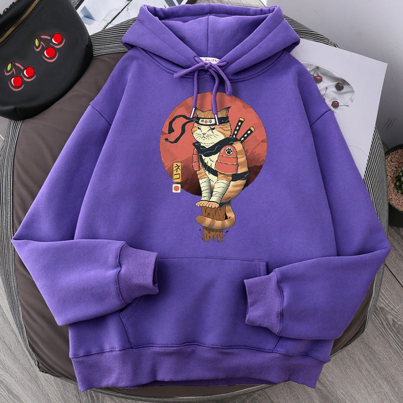Cat Printing Hoodie Men Fashion Couple Hood