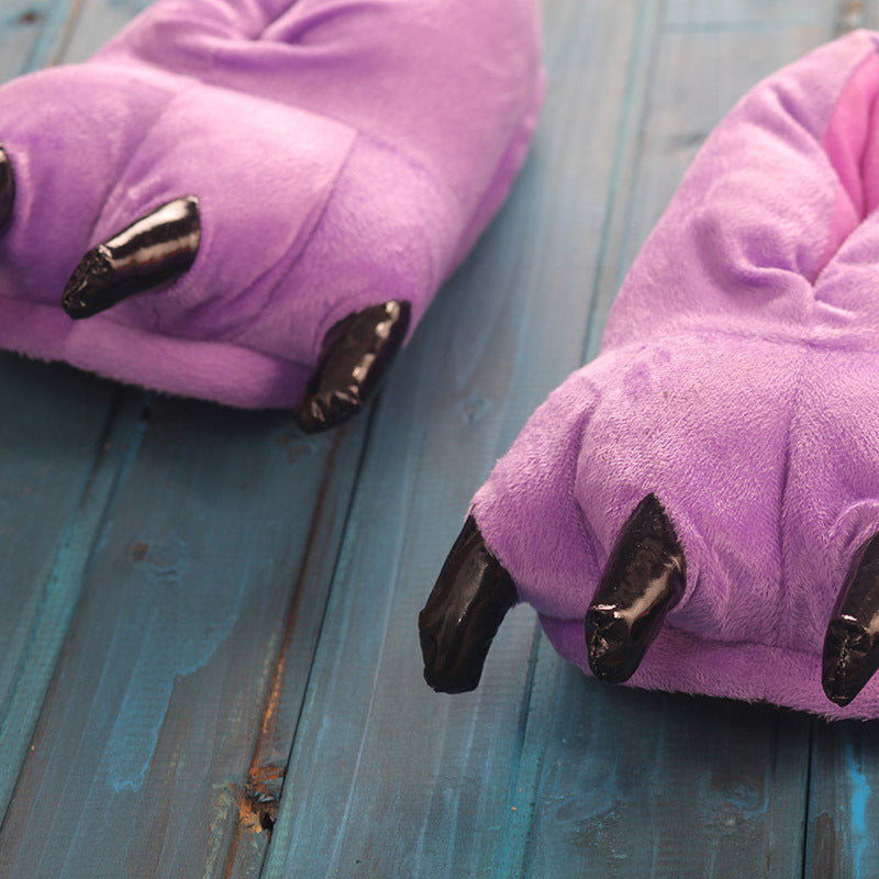 Winter Soft Warm Dinosaur Paw Funny Slippers for Men Women Kids Parent-child Home House Slipper Shoes Room Cotton Shoes