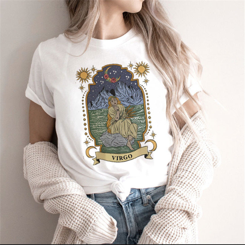 Fashion Moon Retro Gothic Print T-shirt Women